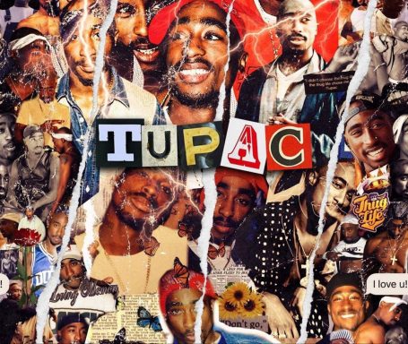 Collage of various images featuring Tupac Shakur.